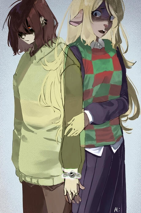 Kris and Noelle from DELTARUNE.