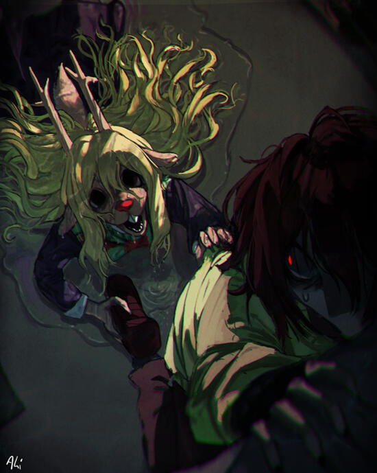 Kris and Noelle from DELTARUNE.